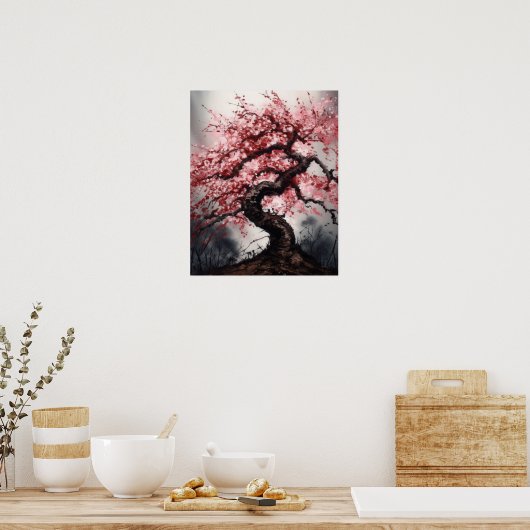 Japans Sakura Cherry Tree Art Print Poster (Keuken)