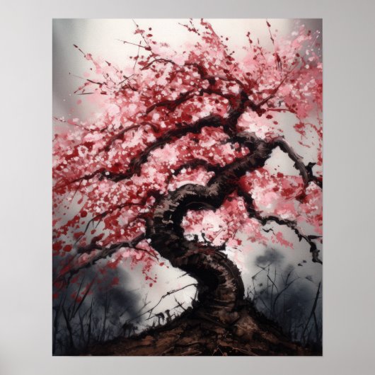 Japans Sakura Cherry Tree Art Print Poster (Voorkant)