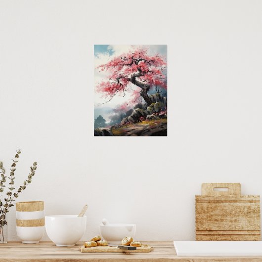 Japans Sakura Cherry Tree Art Print Poster (Keuken)