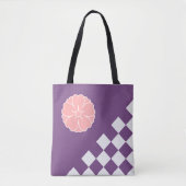 Japans Sakura-embleem en ruitpatroon Tote Bag (Voorkant)
