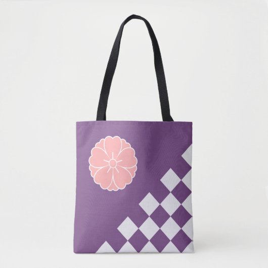 Japans Sakura-embleem en ruitpatroon Tote Bag (Voorkant)