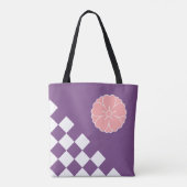 Japans Sakura-embleem en ruitpatroon Tote Bag (Achterkant)