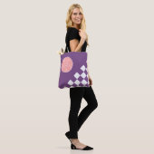 Japans Sakura-embleem en ruitpatroon Tote Bag (Op model)