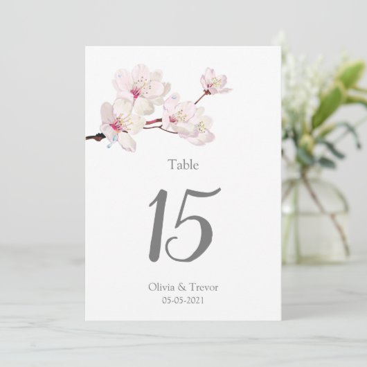 Japans Sakura Roze Kersenbloesem Tafelnummers (Staand voorkant)
