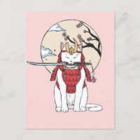 Japans Sakura Samurai Cat Poster