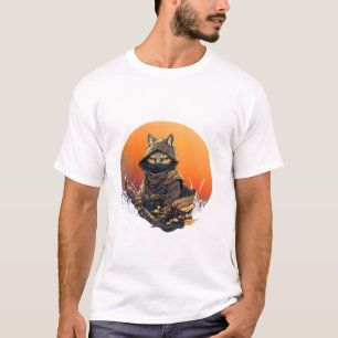 Japans samoerai kat tattoo kawaii ninja kat lang t-shirt