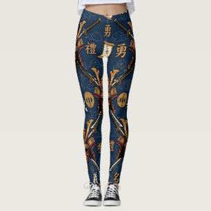 Japans Samoerai Masker en Katana Patroon Leggings