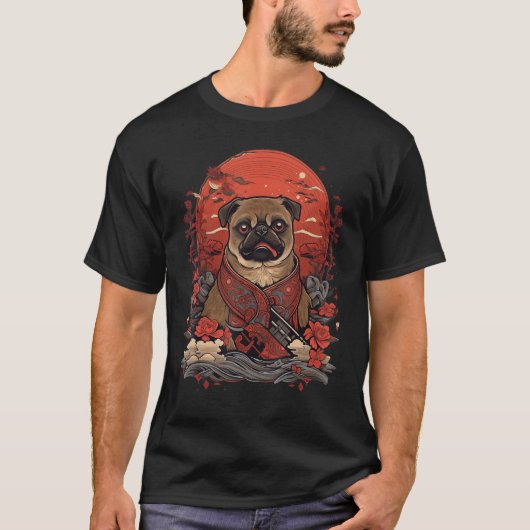 Japans Samoerai Tibetaanse Spaniëlhond T-shirt (Voorkant)