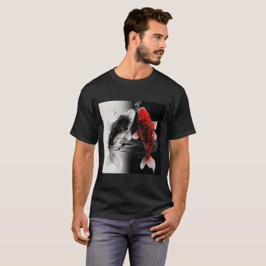Japans Samurai Aesthetico Koi Fish T-shirt (Voorkant volledig)