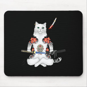 Japans Samurai Cat Katana Ninja Yakuza Tattoo Muismat