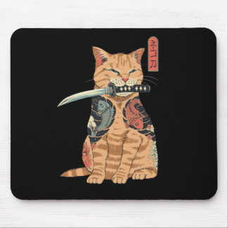 Japans Samurai Cat Mouse slecht Muismat