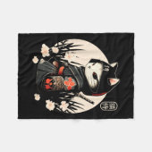 Japans Samurai Cat Tattoo, Kawaii Ninja Cat _1 Fleece Deken (Voorkant (Horizontaal))