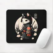 Japans Samurai Cat Tattoo, Kawaii Ninja Cat _1 Muismat (Met muis)
