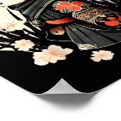 Japans Samurai Cat Tattoo, Kawaii Ninja Cat _1 Poster (Hoek)