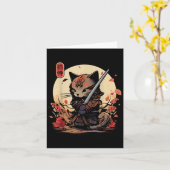 Japans Samurai Cat Tattoo, Kawaii Ninja Cat _2 Kaart (Gele Bloem)