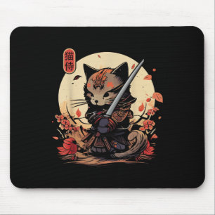 Japans Samurai Cat Tattoo, Kawaii Ninja Cat _2 Muismat