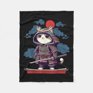 Japans Samurai Cat Tattoo Kawaii Ninja Cat Anime Fleece Deken