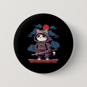 Japans Samurai Cat Tattoo Kawaii Ninja Cat Anime Ronde Button 5,7 Cm