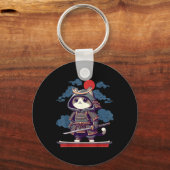 Japans Samurai Cat Tattoo Kawaii Ninja Cat Anime Sleutelhanger (Voorkant)