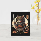 Japans Samurai Cat Tattoo Kawaii Ninja Cat Kaart (Gele Bloem)