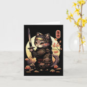 Japans Samurai Cat Tattoo, Kawaii Ninja Cat Kaart (Gele Bloem)