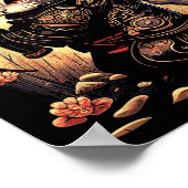 Japans Samurai Cat Tattoo, Kawaii Ninja Cat Poster (Hoek)