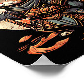 Japans Samurai Cat Tattoo Kawaii Ninja Cat Poster (Hoek)