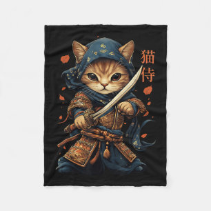 Japans Samurai Cat Tattoo Kawaii Ninja Cat W Fleece Deken