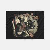 Japans Samurai Cat Tattoo, Kawaii Ninja Fleece Deken (Voorkant (Horizontaal))
