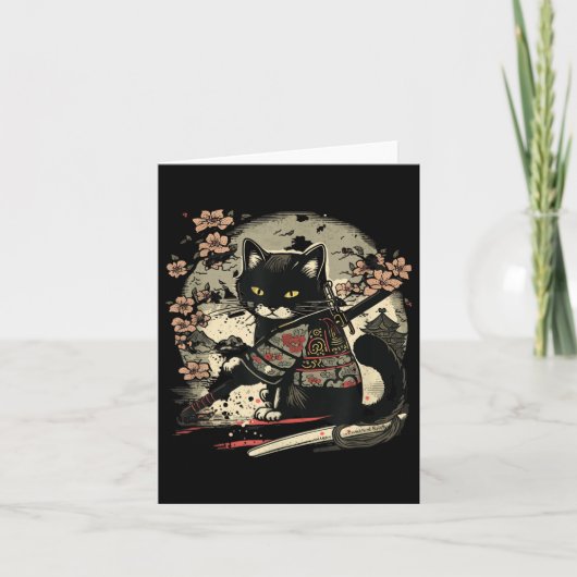Japans Samurai Cat Tattoo,  Kawaii Ninja Kaart (Voorkant)