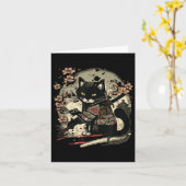 Japans Samurai Cat Tattoo,  Kawaii Ninja Kaart (Gele Bloem)