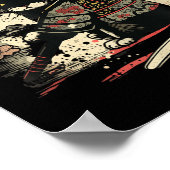 Japans Samurai Cat Tattoo, Kawaii Ninja Poster (Hoek)