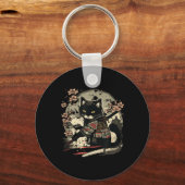 Japans Samurai Cat Tattoo, Kawaii Ninja Sleutelhanger (Voorkant)