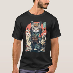 Japans Samurai Cat Tattoo, Ninja Cat Vrouwen, Meis T-shirt
