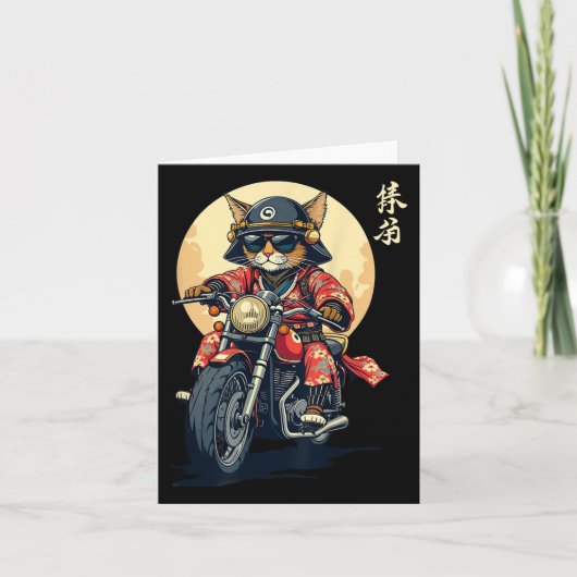 Japans Samurai Cat Warrior Cat Tattoo Kawaii Nin Kaart (Voorkant)