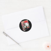 Japans Samurai Cat Warrior Japan Ninja Kitten Ronde Sticker (Envelop)