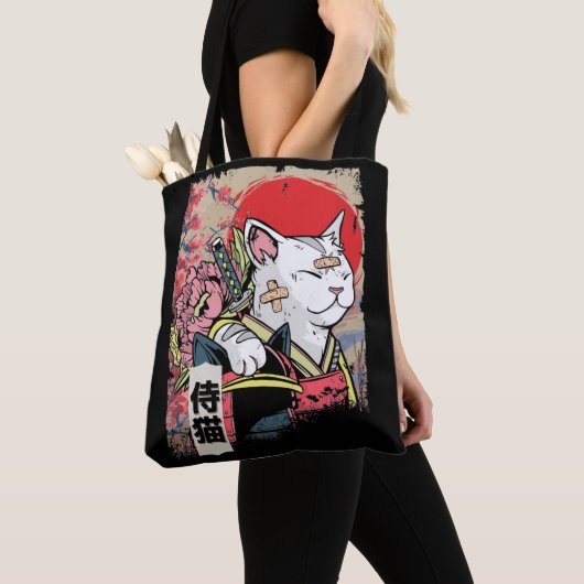 Japans Samurai Cat Warrior Japan Ninja Kitten Tote Bag (Dichtbij)