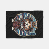 Japans Samurai Dog Tattoo, Beagle Kawaii Ninja Fleece Deken (Voorkant (Horizontaal))