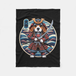 Japans Samurai Dog Tattoo, Beagle Kawaii Ninja _ Fleece Deken