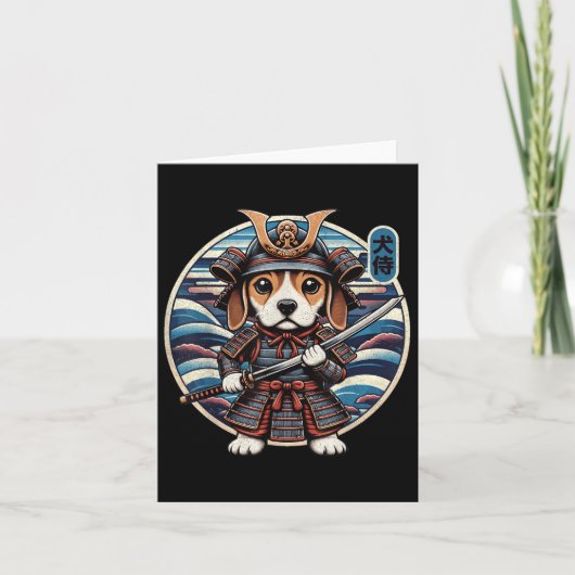 Japans Samurai Dog Tattoo, Beagle Kawaii Ninja Kaart (Voorkant)