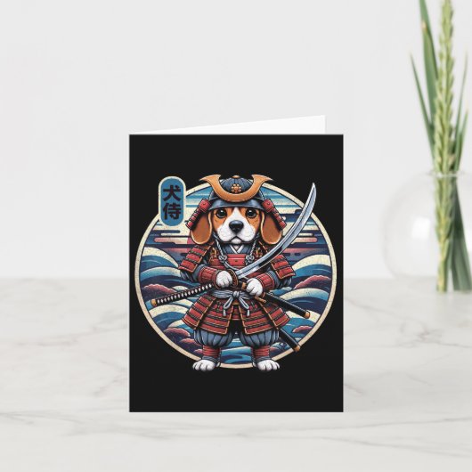 Japans Samurai Dog Tattoo, Beagle Kawaii Ninja _ Kaart (Voorkant)