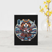 Japans Samurai Dog Tattoo, Beagle Kawaii Ninja _ Kaart (Gele Bloem)