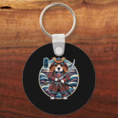 Japans Samurai Dog Tattoo, Beagle Kawaii Ninja _ Sleutelhanger (Voorkant)