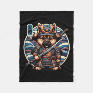 Japans Samurai Dog Tattoo, Duitse herder Kawai Fleece Deken