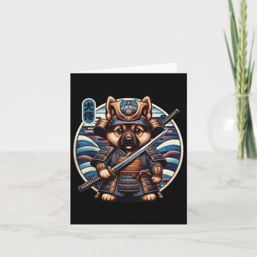 Japans Samurai Dog Tattoo, Duitse herder Kawai Kaart (Voorkant)