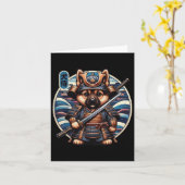 Japans Samurai Dog Tattoo, Duitse herder Kawai Kaart (Gele Bloem)