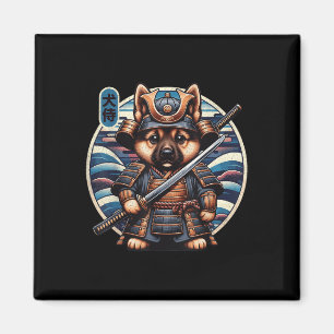 Japans Samurai Dog Tattoo, Duitse herder Kawai Magneet
