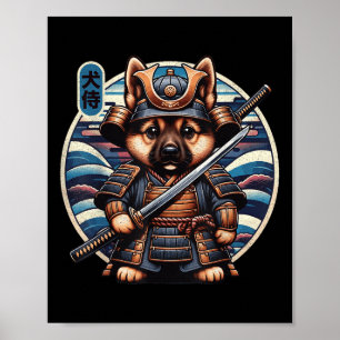 Japans Samurai Dog Tattoo, Duitse herder Kawai Poster
