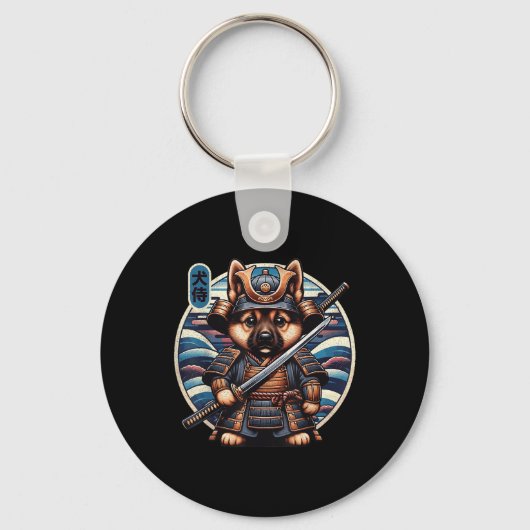 Japans Samurai Dog Tattoo, Duitse herder Kawai Sleutelhanger (Voorkant)