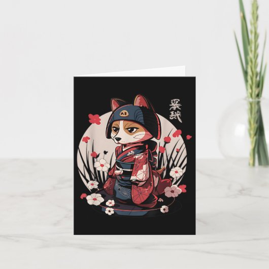 Japans Samurai Dog Tattoo Kawaii Ninja Dog Kaart (Voorkant)